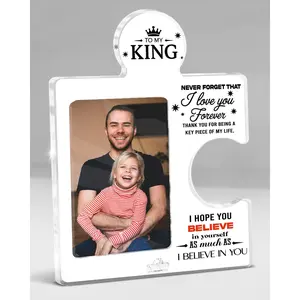 Romantic Couple Picture Frame Displays 4x6 Photo, Engagement Anniversary Wedding Photo Frame for Couples, To My King Love Gifts for Boyfriend Husband Him