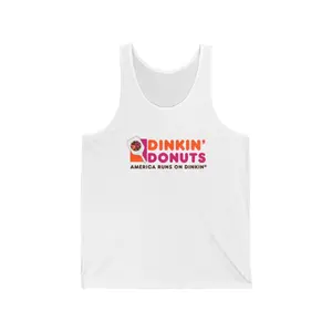 Dinkin' Donuts Pickleball Tank-Top - America Runs on Dinkin' Shirt - Dunkin' Donuts Pickleball Tee - Funny Parody Pickleball Attire