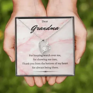 Grandmother Necklace, Dear Grandma Necklace, Keeping Watch, Gift For Grandma From Grandson Granddaughter, Jewelry Message Card, Necklace Gifts For Birthday, Anniversary, Christmas Day, Thanksgiving 620
