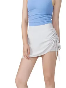 Pleated Drawstring Sports Mini Skirt Spring And Summer Suitable For Women To Wear Alone, Anti-Exposure High-Waiste For Running, Fitness, Yoga, And Tennis.