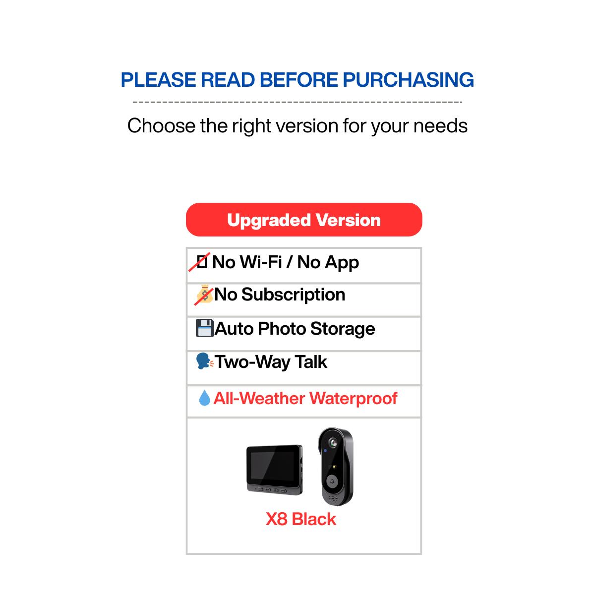 2026 Upgraded X7/X8 No WiFi Video Doorbell with Screen – Wireless Doorbell Camera, No App, No Monthly Fees,Two-Way Talk, Night Vision 2026 Upgraded X7/X8 No WiFi Video Doorbell with Screen – Wireless Doorbell Camera, No App, No Monthly Fees,Two-Way Talk, Night Vision