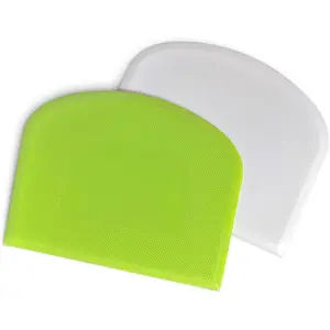Bowl Spatula & Bench Scraper,Flexible Plastic Multipurpose Kitchen Pastry  Tool, Scrappers for Bread Dough Baking Cake Fondant Icing,Set of 2 count - White,Green