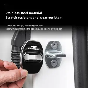 4 Sets Stainless Steel Car-Shaped Door Lock Covers Stickers, Car Decals for Auto Decoration, Compatible with Chevrolet Models & More