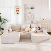 Grayish Beige U Shape-Left Facing Chaise