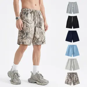 EVELLYHOOTD Men's Baggy Athletic Shorts | M102 Breathable 100% Cotton | M105 Fleece Lined Sweatshorts | M106 Tree Camo Print | Streetwear Casual | 2026 New Drop Tropical