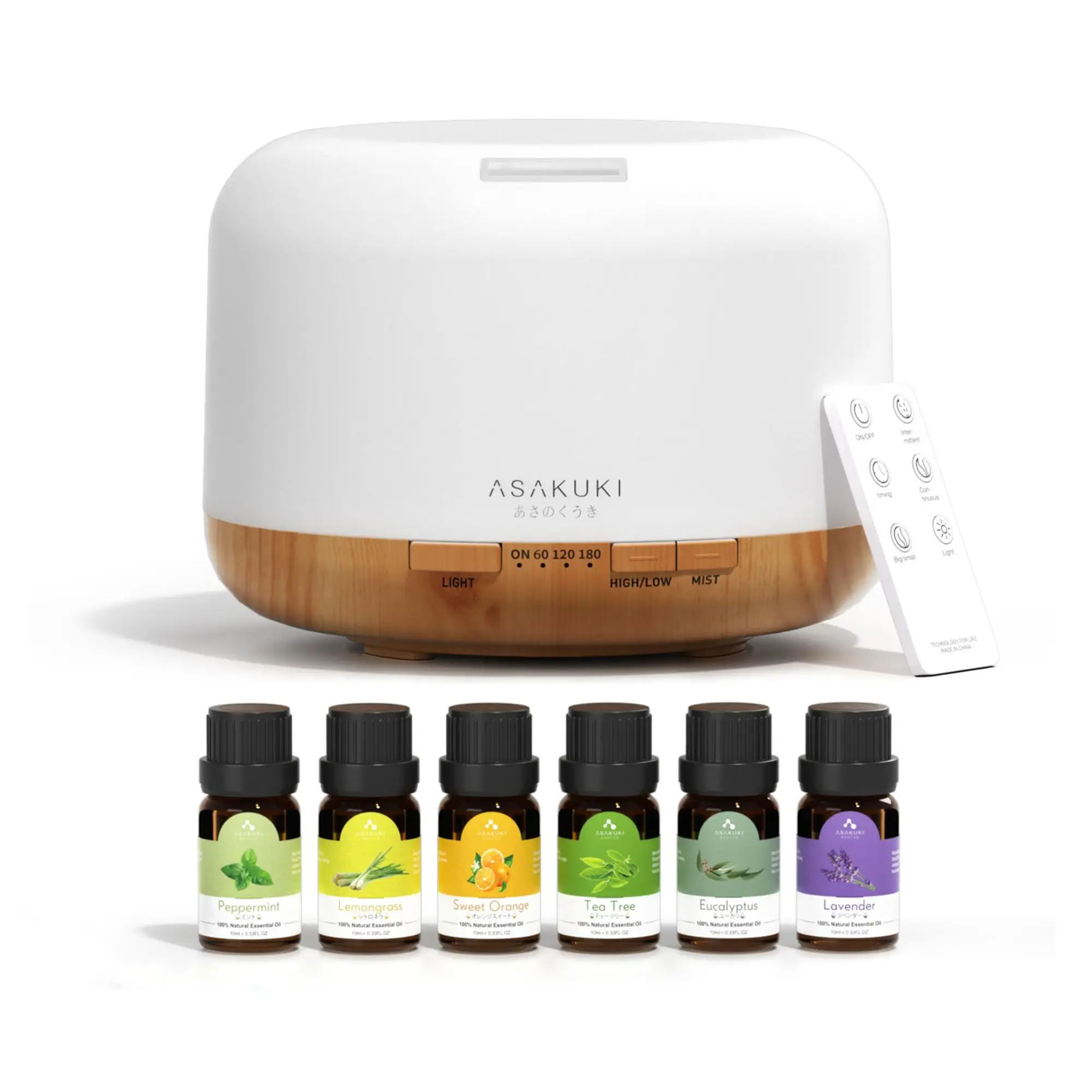 ASAKUKI 500ml Essential Oil Diffuser for Home, Aromatherapy Humidifiers, Auto-Off, Room Decor, Air Purifier, Aromatic Ambient Mist Nebulizer Relaxing