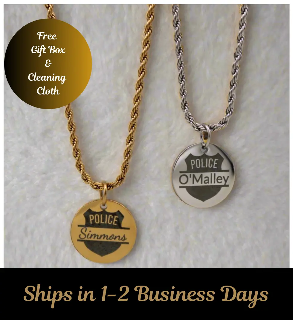 Personalized Police Officer Name Pendant Necklace