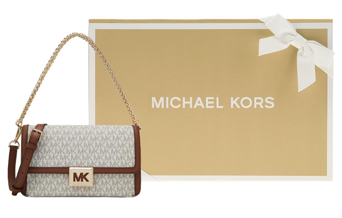 MK Sonia Chain Flap Bag in Vanilla Acorn  The Perfect Neutral Crossbody for Your OOTD | Michael Kors Medium Flap Shoulder Bag