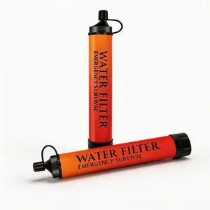 Emergency Survival Water Straws, Portable Water Filter, Lightweight Reusable Water Filter for Camping, Hiking, Travel, Biking, Outdoor Adventures