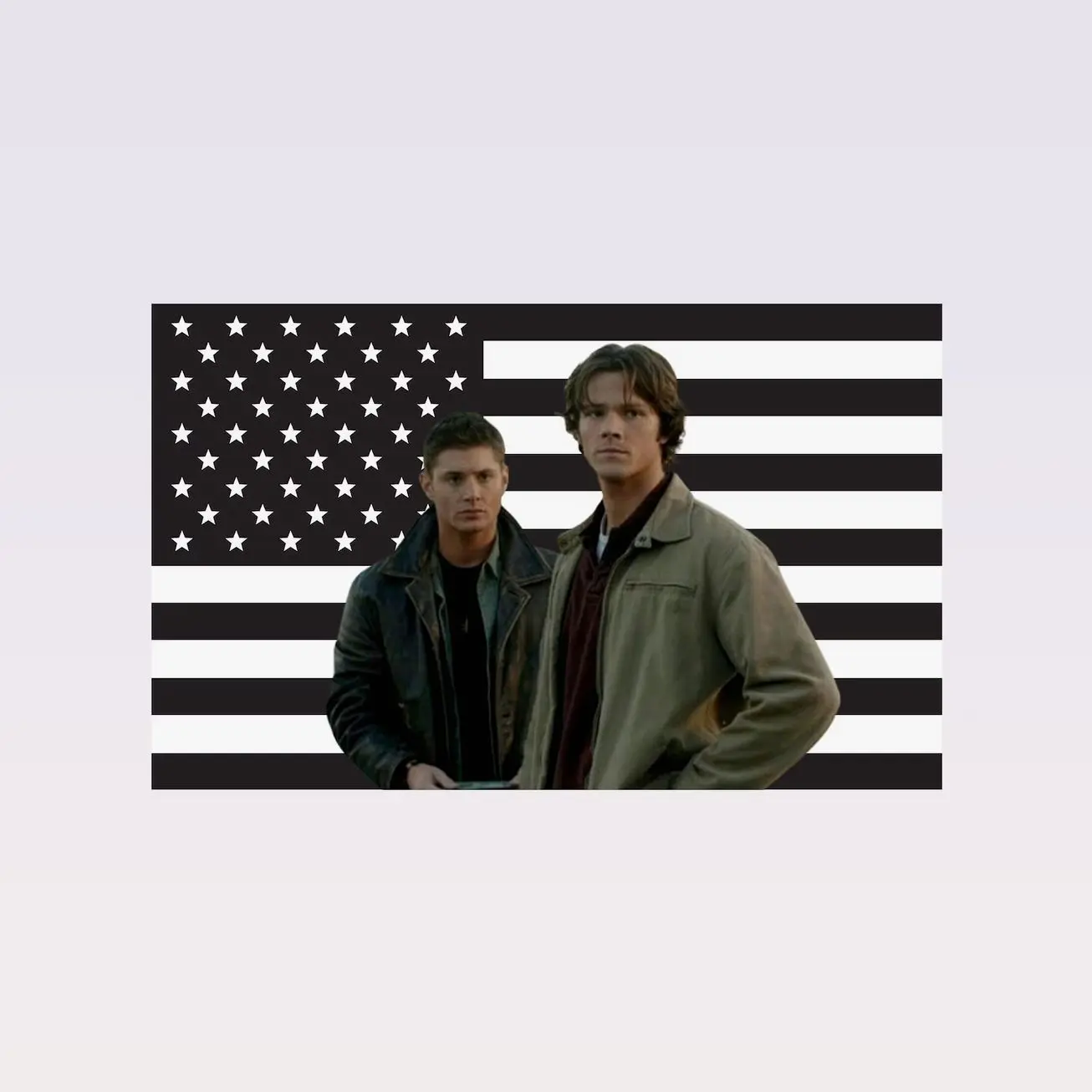 Supernatural Brothers Black American Flag Tapestry – Winchester Brothers Wall Art | TV Fan Decor | Aesthetic Black Flag | Horror Fantasy