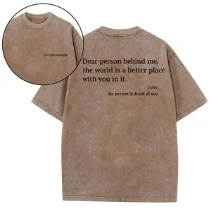 You Are Enough Washed Cotton Tee Inspirational Quote Front & Back Minimalist Mental Health Gift Kindness Message Unisex Fit TikTok Trending Outfit Positive Affirmation