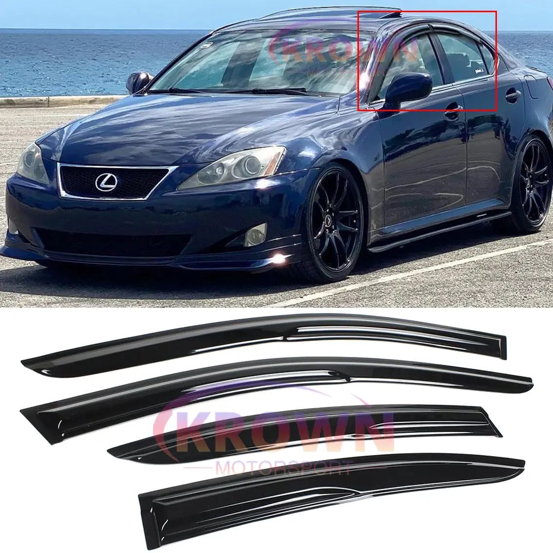 FOR 2006-2012 LEXUS IS250 IS350 3D JDM MUGEN STYLE WINDOW VISOR RAIN GUARD VENT DEFLECTOR