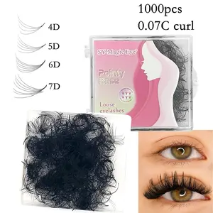 1000 Fans Premade Fans Eyelash Extensions,4D-5D-6D-7D, 0.07mm Thickness, Natural & Volume,8-15mm / Mixed Length, C / D Curl, Loose Fans, Easy to carry, Travel, Daily Commute, Evening Party