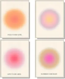 4 colorful abstract halo posters angel number positive energy inspirational language inspirational wall art bedroom girls room pink decoration living room bedroom apartment hotel dormitory 8x10