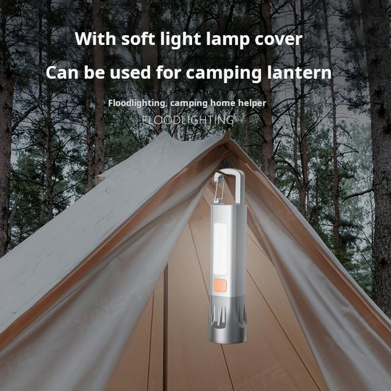 Mini bright LED rechargeable waterproof flashlight with hook, high brightness, with side light, zoomable, ultra-bright handheld flashlight, suitable for emergencies / camping / home / hiking / adventures