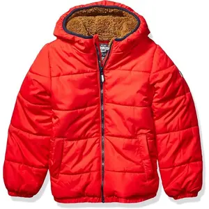 OshKosh B'Gosh Little Boys' Heavyweight Faux Shearling Winter Jacket, Red Alert, 5/6