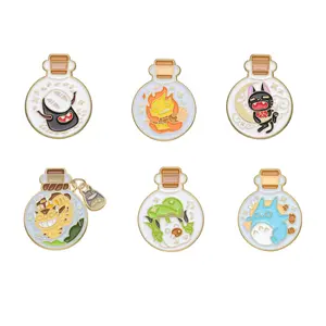 Cute Bottled Anime Characters Enamel Metal Pins