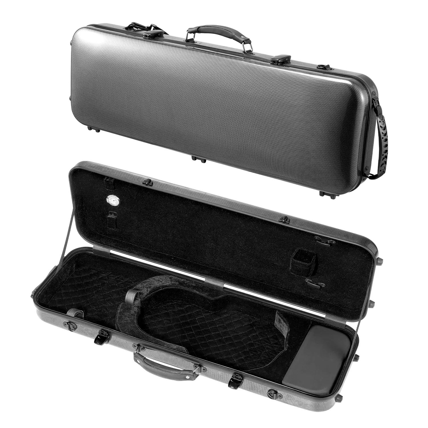 VEVOR  4/4 Full Size Violin Case,  Built-in Hygrometer, Lightweight Portable Travel Carrying Bag, with Plush Lining, Shoulder Straps, Anti-Scratch, Professional Oblong Shape, for Violin, Black