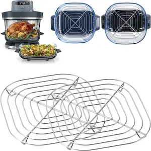2 Pack Stainless Steel Rack Compatible with  Crispi Pro Air Fryer AS101CY,  Crispi Accessories Metal Rack, Replacement Rack for  Crispy Glass Container, Dishwasher Safe, Heat Resistant