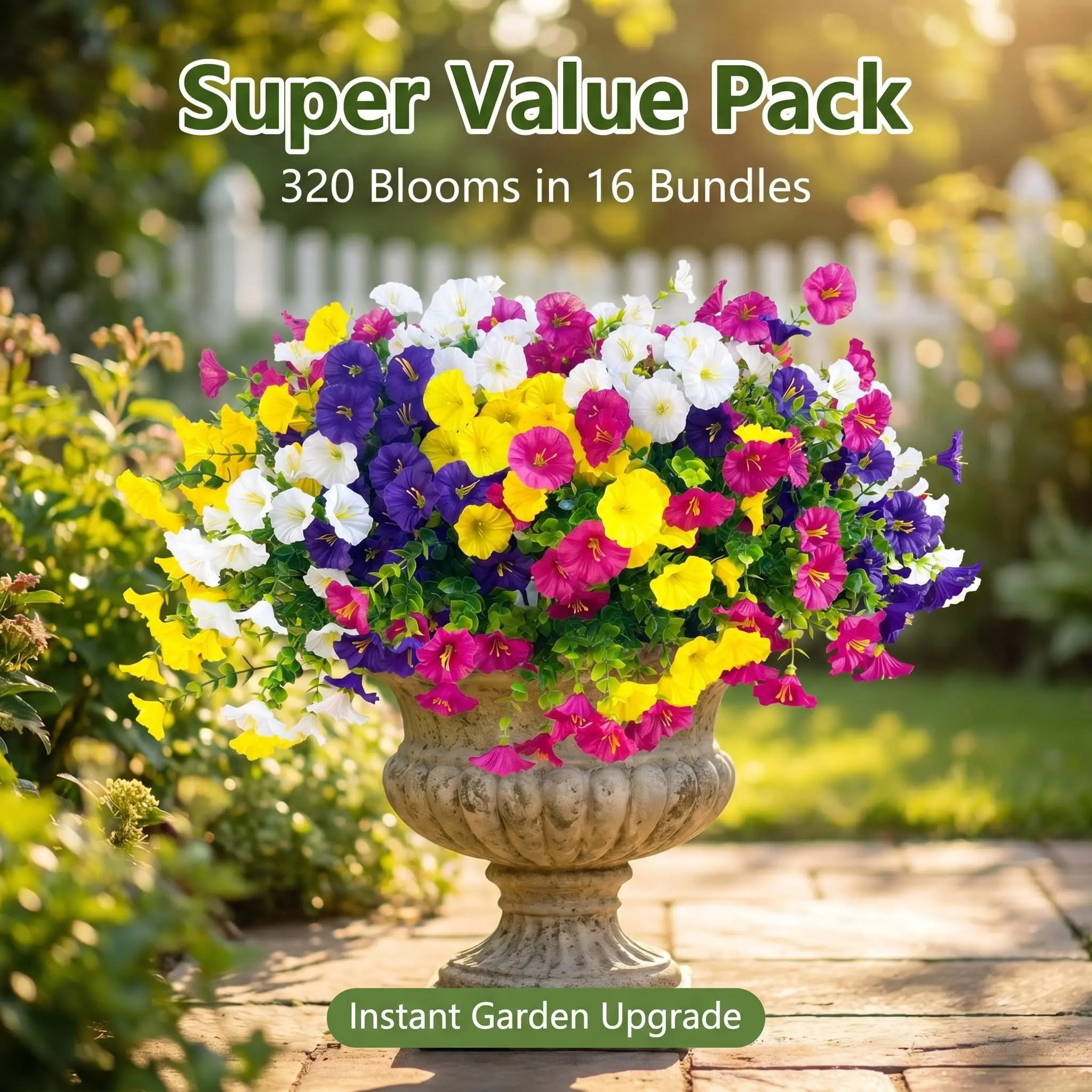 16 Bundles UV-Resistant Realistic Silk Artificial Morning Glory Flowers, Multi-Color Faux Plants for Outdoor Home Decor - Front Door, Porch, Patio Planter Spring Summer Use bouquet flowers room decorations cheap room decor living room decor