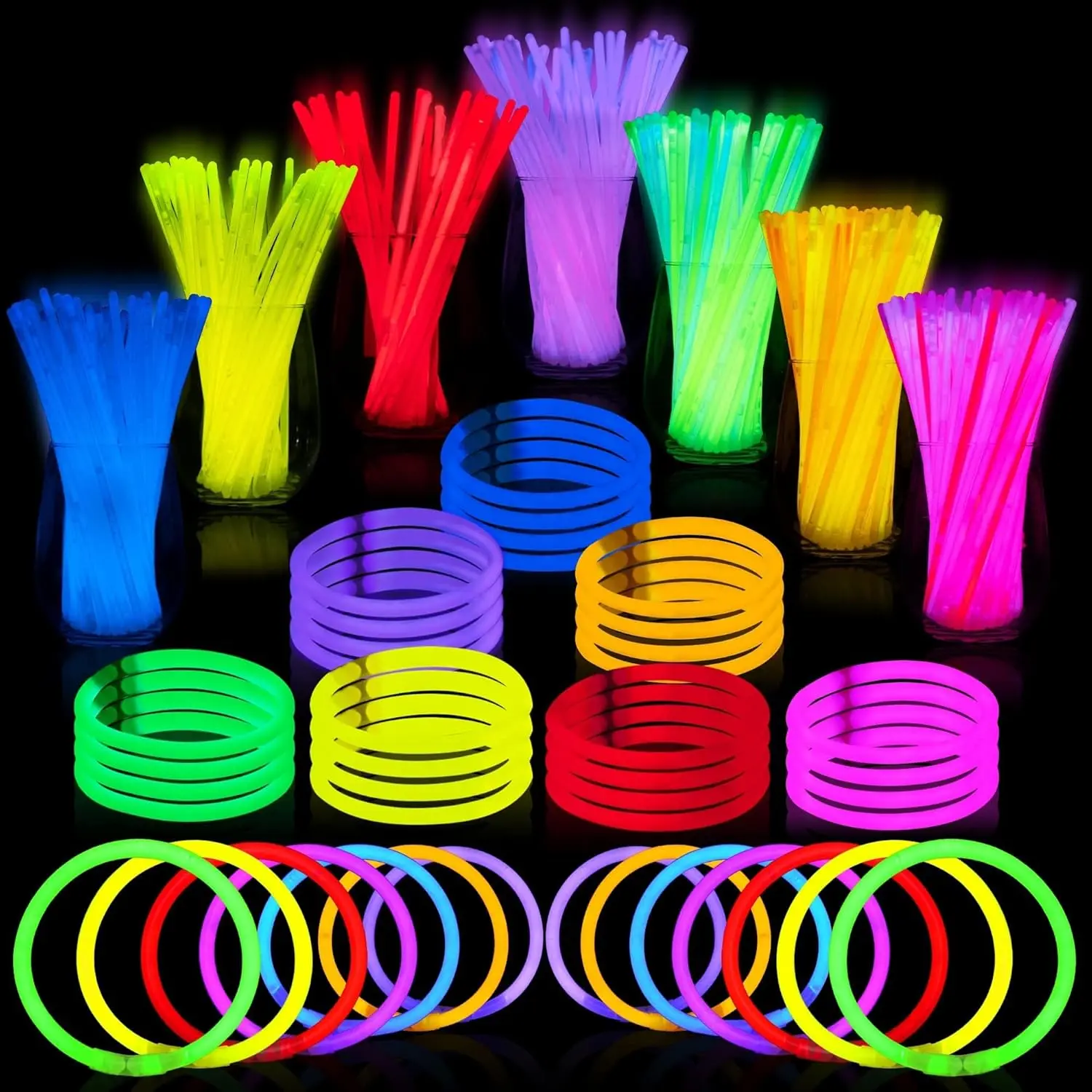 Glow Sticks Bulk 144PCS | 8'' Glow Bracelets, Necklaces & Party Favors for Birthday, Halloween, Christmas, Festivals
