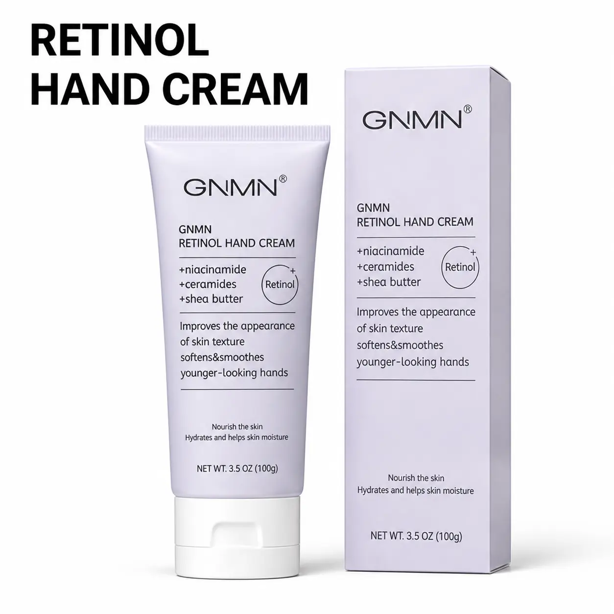 GNMN Retinol Hand Lotion - Niacinamide, Ceramides, Vitamin E & Jojoba Oil Infused - Skin-Balancing Anti-Aging Hand Care for Even, Healthy Skin Appearance