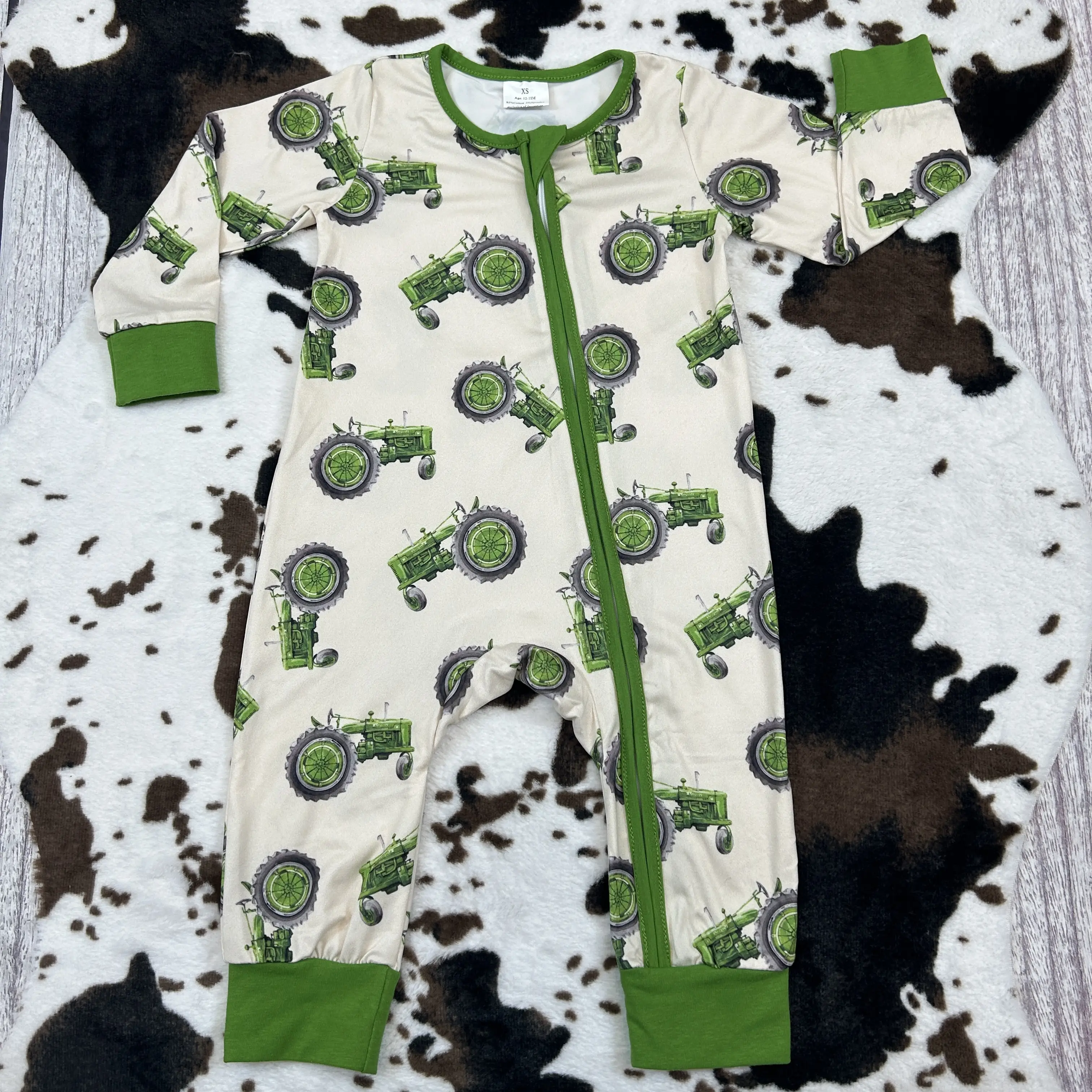 LR0717-Farm tractor long sleeve baby sleeper Clothing
