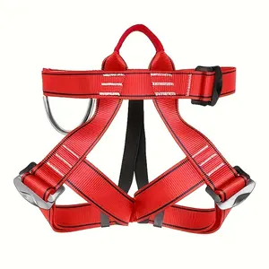 THOEDPRIX Adjustable Climbing Harness - Comfortable Wide Strap for Men & Women, Ideal for Mountaineering, Rock Climbing, Rappelling - Durable Spandex Material, Red & Black Options, Climbing Gear