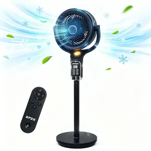 SPZK Pedestal Type Fan - 120° Oscillating, 8 Speed, Ultra Quiet Air Circulator with Remote Control for Home, Office Comfort, 8 Speed Fan