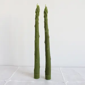 BEESWAX ASPARAGUS TAPER CANDLES PAIR - 9 INCH TALL Decor Decorative