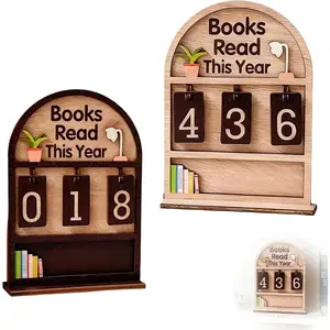 Personalized Books Read This Year Counter Sign – Custom Wooden Reading Tracker Sign for Book Lovers, Teachers, Librarians & Readers – Bookworm Gift, Bookshelf or Library Décor Style