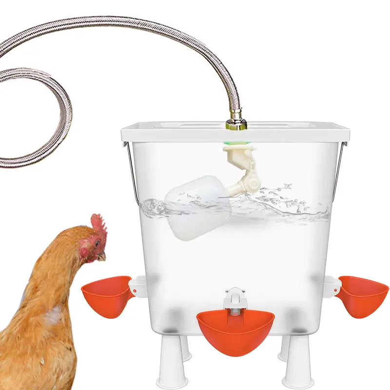 Hasmit Backyard Automatic Waterer for 6-12 Adult Chickens - 3-Gallon Food-Safe PP Water Supply Dispenser with Auto Refill Float Valve, Leak-Proof Hose, Easy Cleaning & Installation (Coops)