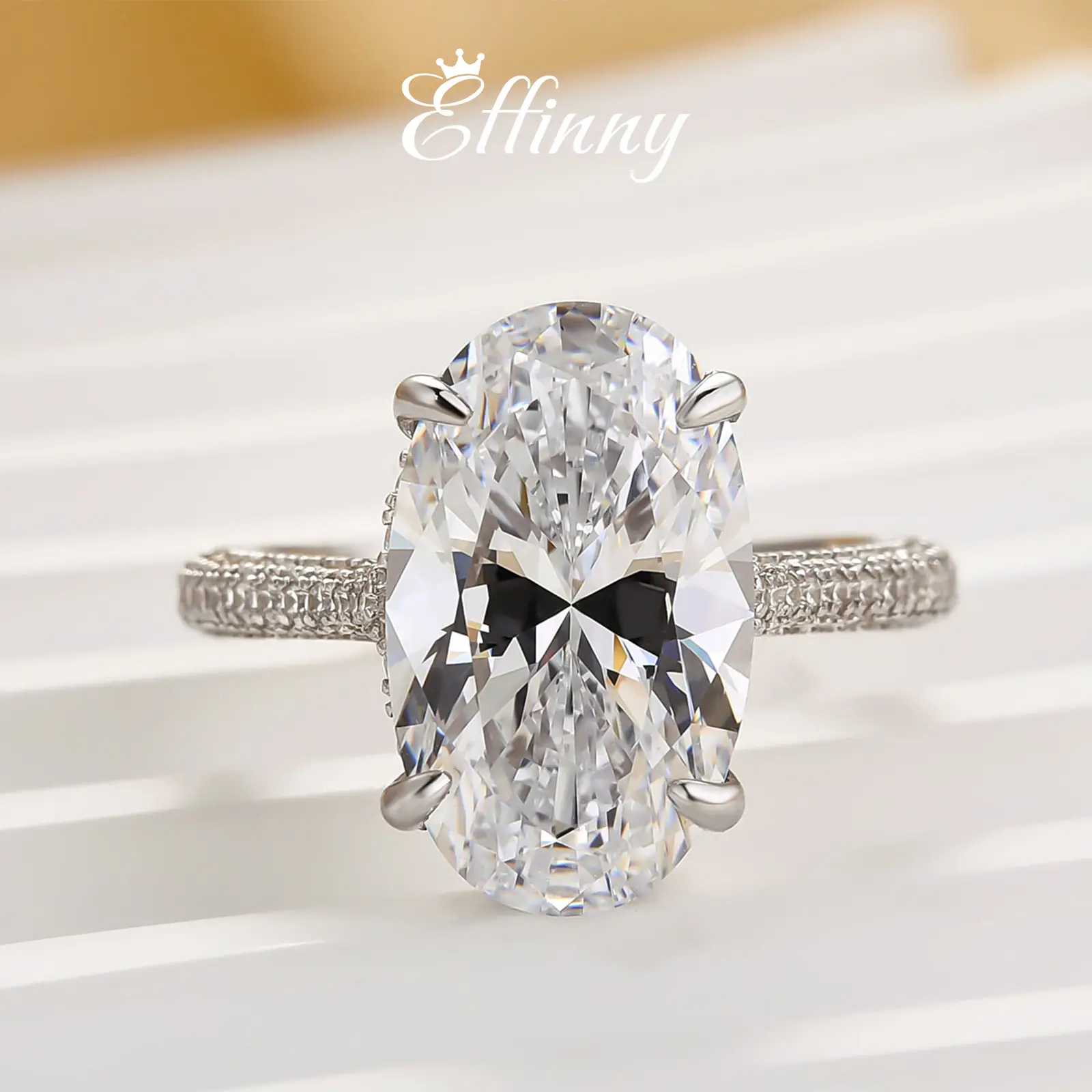 Effinny 7.5ct Oval Cut Engagement Ring in 925 Sterling Silver, 5A Grade Cubic Zirconia Promise Ring for Wedding, Travel, Party