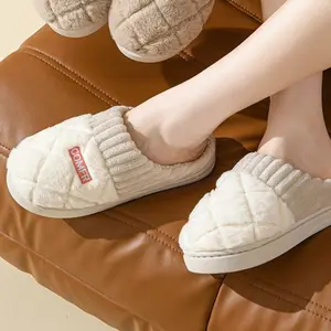 Cotton Slippers for Women, Anti Slip Cashmere for Warmth, Monthly Slippers for Indoor Home, Cute and Fluffy Cotton Walking Shoes Houseslippers Swag Slide