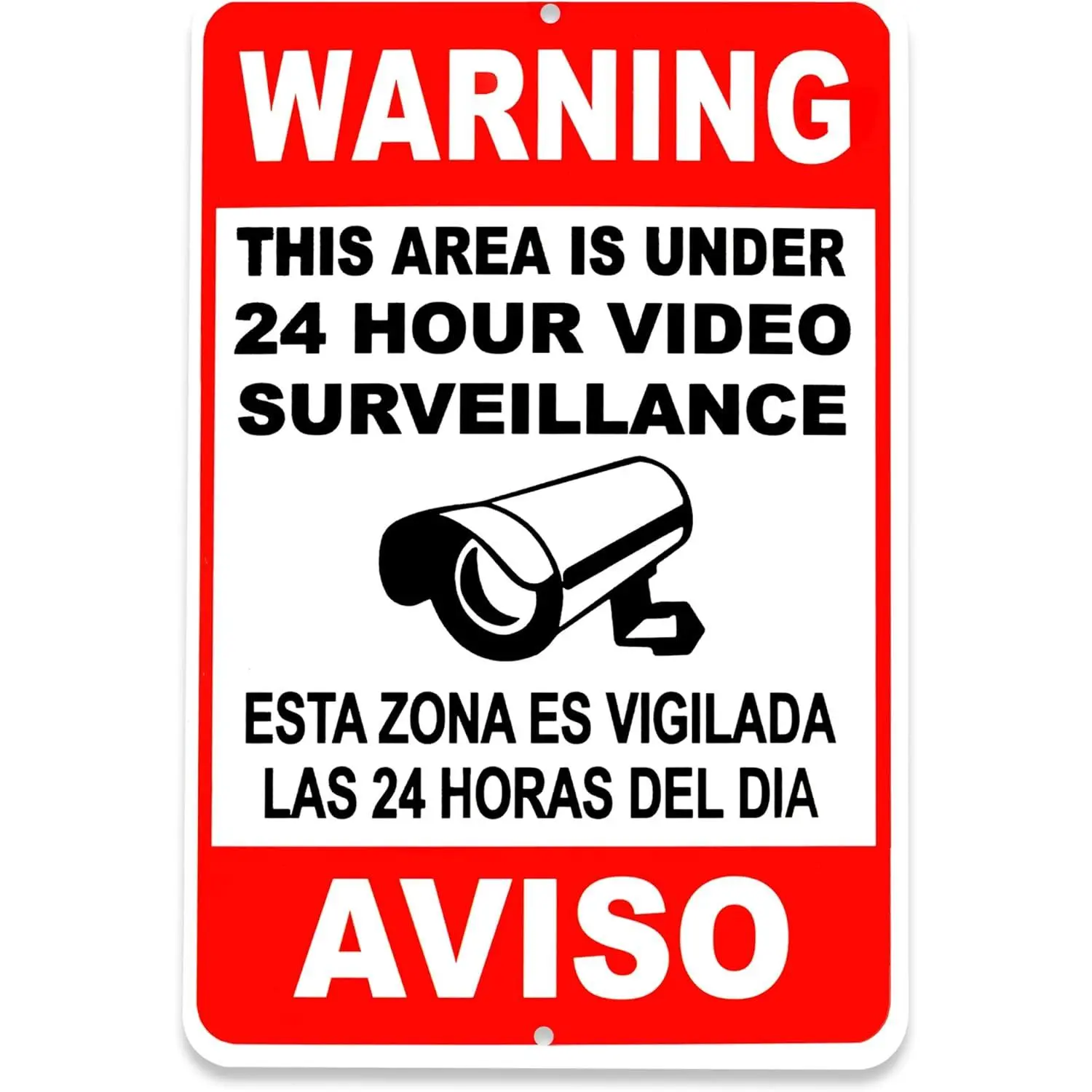 Video Surveillance Sign - 8 x 12 Aluminum 24 Hour Surveillance Sign Security Camera Sign No Trespassing Sign Your on Camera Signs