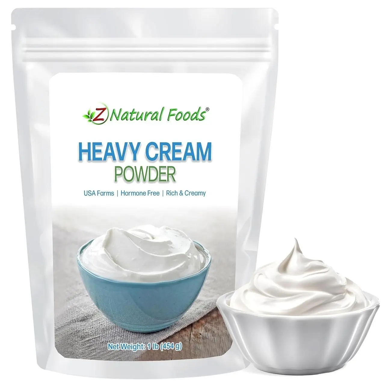Z Natural Foods Heavy Cream Powder - Nutrient-Dense, Delicious Powdered Cream with 1-Year Shelf Life - Easy to Use & Perfect for Coffee, Baking & Recipes, Keto-Friendly, Gluten-Free, 1 lb