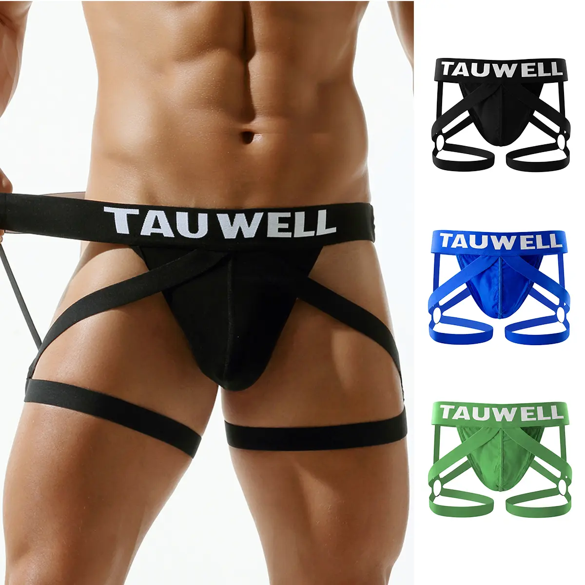 TAUWELL Men's Fashion Jockstrap with Stylish Strap Design，3 /1 Packs Lightweight & Stylish Look, Soft Rayon Stretch Briefs for Fitted Pants & Bold Styling, Open Back Strap Design, Bold Logo Waistband, Contoured Front Pouch-24105