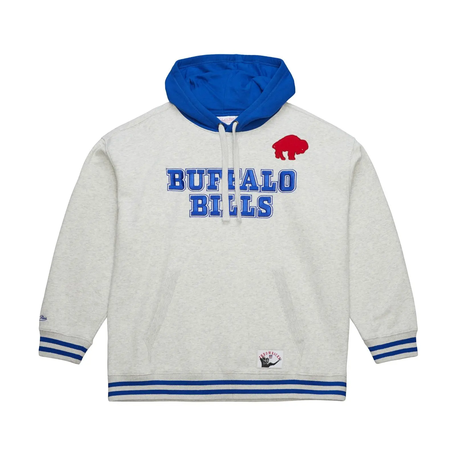 Buffalo Bills Heather Gray Offseason Fleece Hoodie NFL Throwback Sweatshirt Vintage Fan Gear Mitchell & Ness
