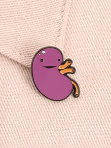 Cute Adorable Purple Kidney Shaped Enamel Pin Smiling Expression Organ Fun Humanized Anthropomorphic Alloy Brooches Lapel Backpack Badge Fashion Jewelry Accessories Gifts for Friends