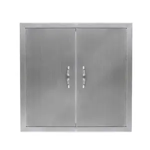 BBQ Access Door, 24 in W x 24 in H Outdoor Kitchen Double Door, 304 Stainless Steel Flush Mount Door for BBQ Island, Grilling Station, Outside Cabinet