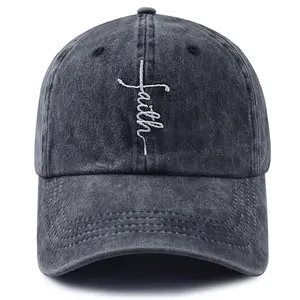 Christian Faith Hat For Women Men, Classic Washed Cotton Jesus Cross Embroidered Baseball Cap Christian Faith Hat For Women Men, Classic Washed Cotton Jesus Cross Embroidered Baseball Cap