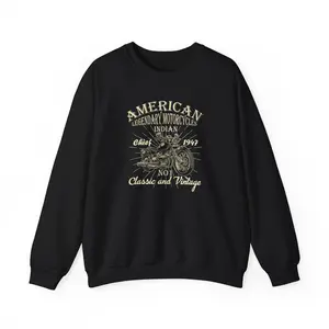 American Legendary Motorcycle Indian Classic And Vintage Sweatshirt, Men Women Motorcycle Lovers Christmas Gifts Motorcycle Sweatshirt