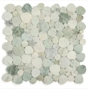 Hudson Verde Marble Pebble Mosaic Tile Sample