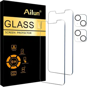 iPhone 13 Screen Protector 2 Pack with Tempered Glass Camera Lens Protectors - 9H Hardness, HD Clarity, Perfect Fit for 6.1 Inch Display, Easy Installation, Scratch Resistant, Bubble Free, Ultimate Protection for Your Device AilunUS