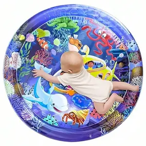 Inflatable Splash Pad, Baby PVC Ocean Fish Crawling Water Mat Toy, Infant Sitting Cushion, Fun Playtime Accessory