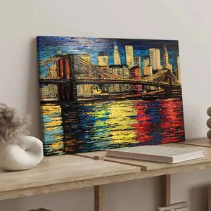 1 Count Wooden Framed Canvas, Brooklyn Bridge New York City, Exquisite Poster, Fashion Bedroom Decoration, Modern Art Home Poster, High Definition Printing, Ideal Gift, Art