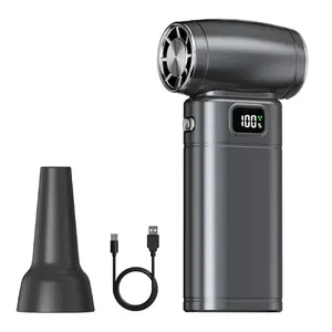summervibes-Mini Jet Fan 130000RPM Super Powerful Handheld Turbo Fan LED Display 5 Speeds Rechargeable Air Duster Blower for Car/PC/Outdoor outdoorfun
