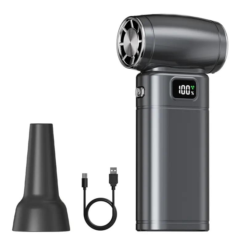 Mini Jet Handheld Portable Fan - 130000RPM Brushless Battery-Powered, Filterless Multi-Speed, 5 Speeds, LED Display, Rechargeable Air Duster Blower for Car, PC, Battery-Powered Portable Fans, Brushless Portable Fans sohochic