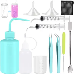 12 count Snow Globe Tumbler Making Supplies, DIY Tool Kit for Glitter Snow Globe Cups with Plastic Squeeze Water Bottle Tweezers Bent  Funnels, Suitable for DIY Your Crafts
