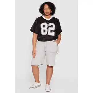 Plus Size Acid Wash Bermuda Shorts
